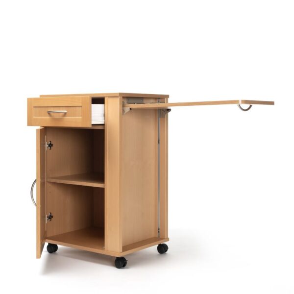 385 - 8001119 - 3Q view - table out drawer open 385 Mesa de cabeceira com estante