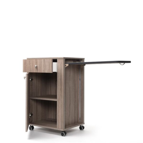385 - 8002802 - Oxide - 3Q view - table out drawer open 385 Mesa de cabeceira com estante