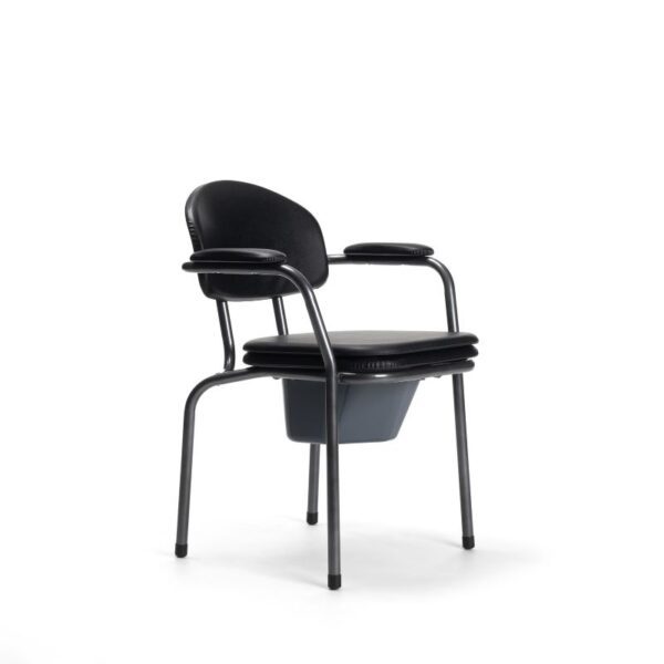 9062 C86 black upholstery - 3Q view Cadeira sanitária fixa 9062 (5 unidades por embalagem)
