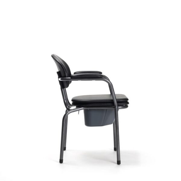 9062 C86 black upholstery - Side view Cadeira sanitária fixa 9062 (5 unidades por embalagem)