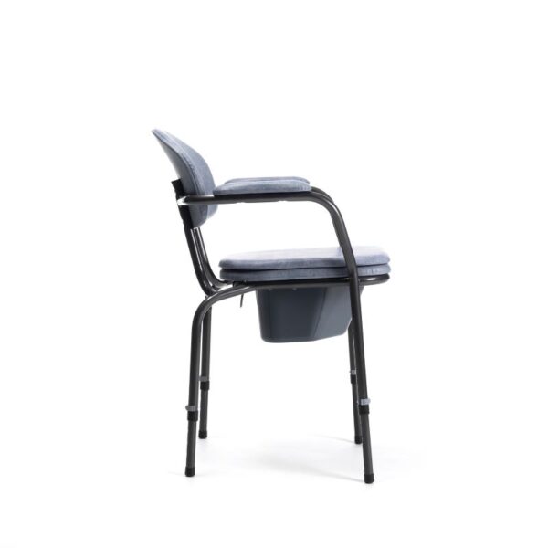9063 C86 blue upholstery - Side view Cadeira sanitária regulável em altura 9063 (5 unidades por embalagem)