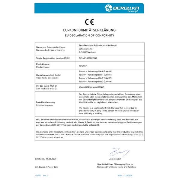 Estrutura base de encartar TOURER