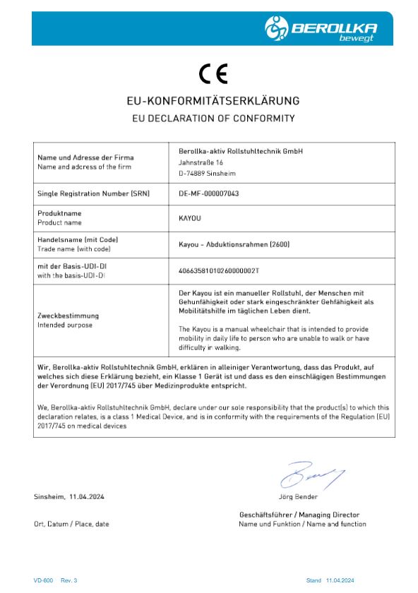 Cadeira de rodas Kayou "Kids & Teens"